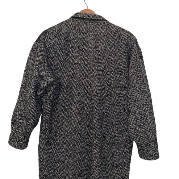 Vintage • Union Made • Leather and Houndstooth tweed Coat • Long coat • Evening - Picture 8 of 12